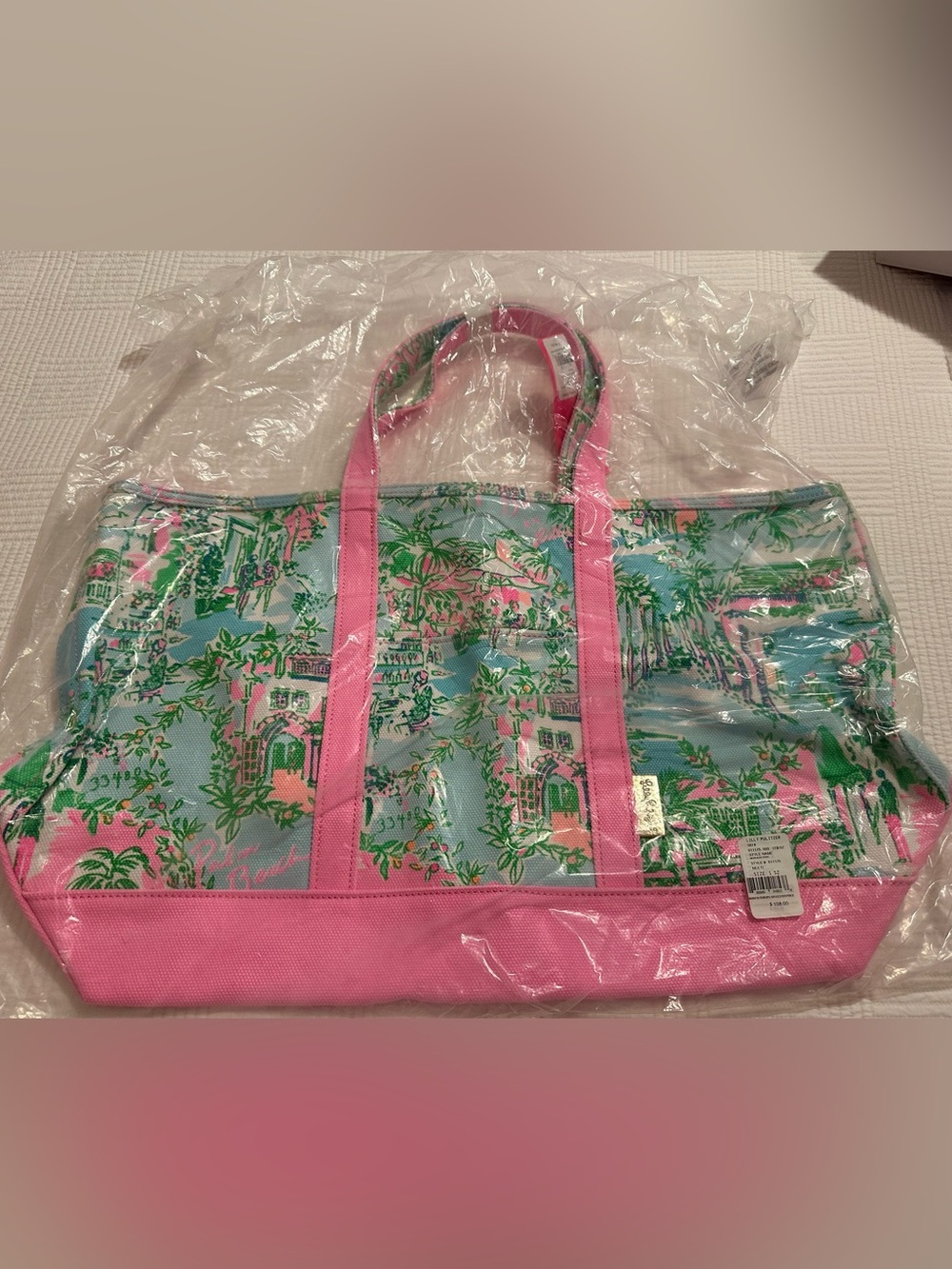 Lilly Pulitzer Pink & Aqua Island Print Tote